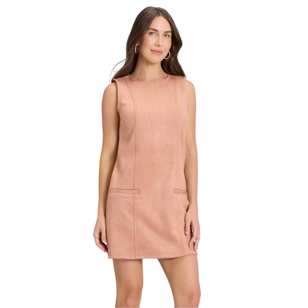 A New Day Women's Light Pink Faux Suede Sleeveless Shift Dress Size 6